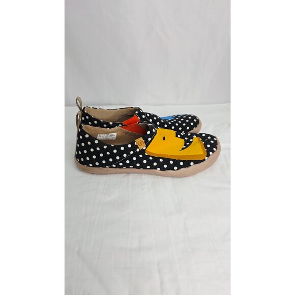 Uin Men's Black & White Polka Dot Toledo Slip On Lightweight Canvas Shoes  SZ 12 - Picture 2 of 15